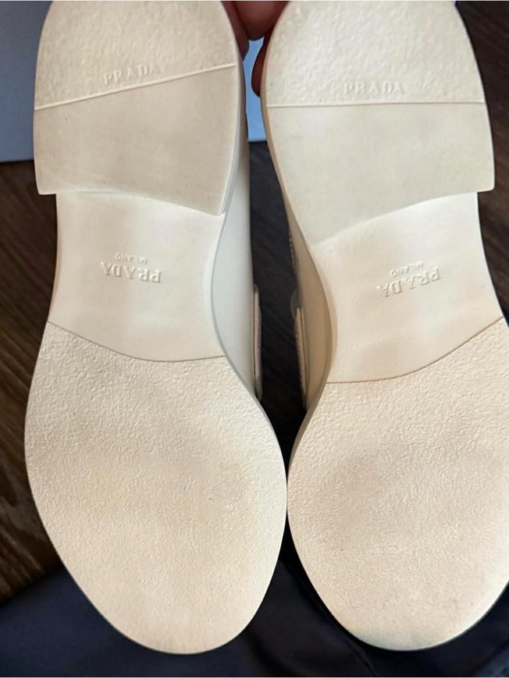 Prada Women’s Beige Patent Leather Loafers - Picture 6 of 8